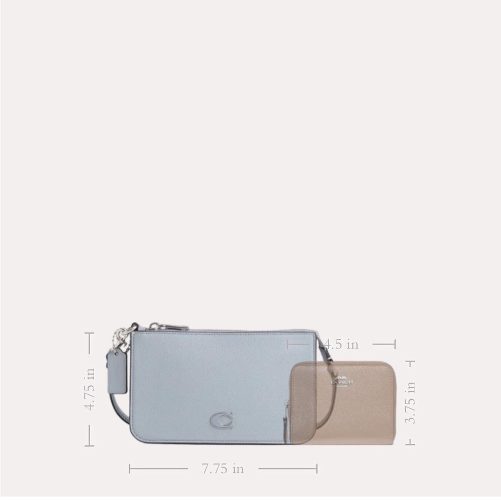Coach 🩶🩵 mini Grey Blue Signature Canvas Pouch bag wristlet purse NWOT - Picture 5 of 15